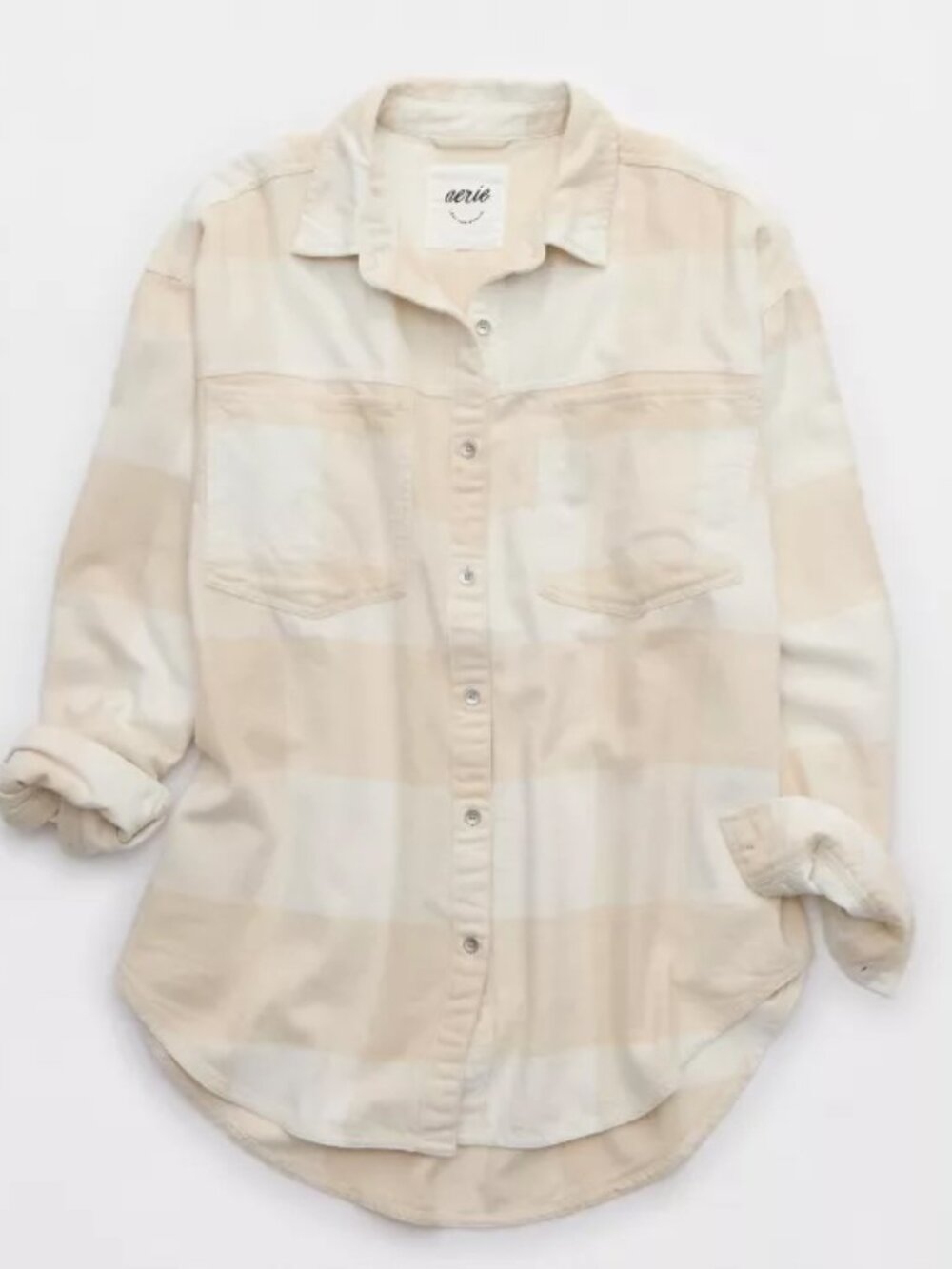 NWT AERIE Anytime Fave Flannel Button Down Shirt Size Large